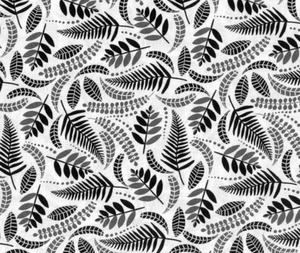 Fabric: Kiwiana Fern Forest Black, Grey, White - 0.1m