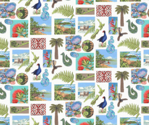 Fabric: Kiwiana NZ Adventure White - 0.1m