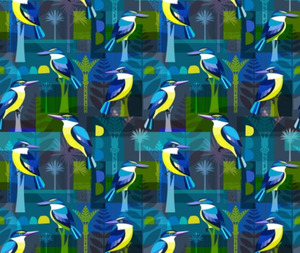 Fabric: Kiwiana Kingfishers Navy - 0.1m
