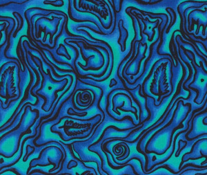 Fabric: Kiwiana Paua Pictures Blue - 0.1m