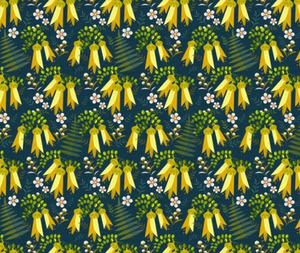 Fabric: Kiwiana - Birdsong Kowhai Navy - 0.1m