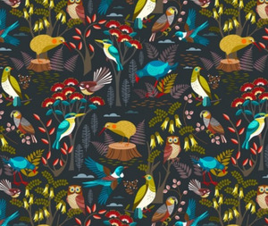 Kiwiana - Birdsong Forest Grey - 0.1m