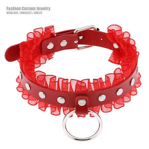 Sex Toy: Goth Sexy Lace Rivet PU Leather Round Circle Collars  Girl Slave BDSM