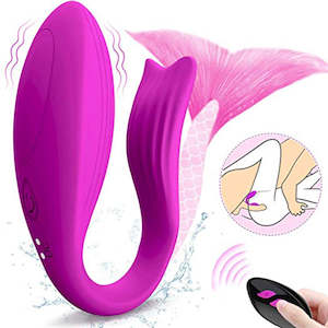 U Shape Vibrators: U-Shape Mermaid Wireless Remote Control Couple Vibrator 12 Speeds G Spot and Clitoral Massager Dual Motors For Women