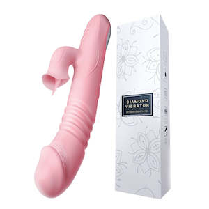 Women Sucking Vibrators 2 In 1: Self-Heating Telescopic Tongue Licking Nipple Clit Stimulating Dildo for Women