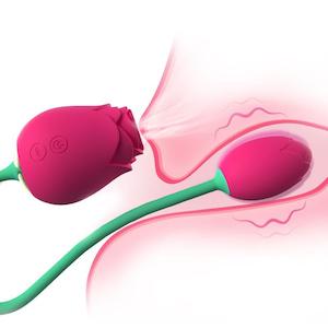Women Sucking Vibrators 2 In 1: Rose Flower Shape Love Egg Vibrator Vagina Massager G-Spot Stimulator