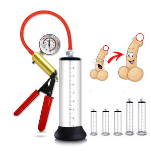 Men Penis Pumps: Acrylic Manual Penis Enlarger With Pressure Gauge Delayed Ejaculation Vacuum Penis Pump Extender For Men