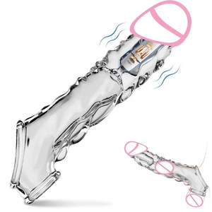 Men Penis Rings: Reusable Penis Sleeve with Vibrator Penis Ring 10 Inch Clear Cock Ring