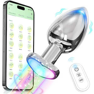 Metal LED Colourful Light Vibrator Butt Anal Plug for Women or Men