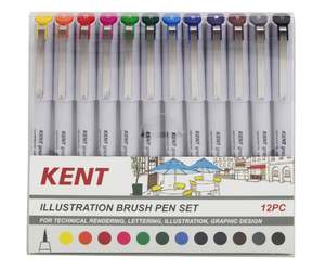 Kent Graphic Illustration BRUSH PEN set of 12