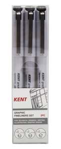 Fineliners: Kent Graphic Fineliner Set 3 Black