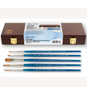 Heritage Watercolour Brush Wooden Box Set