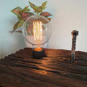 Lighting: Reclaimed Wood Table Lamp - Railway sleeper #124