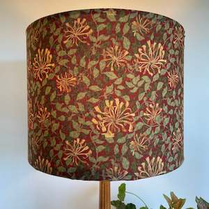 Designer Fabric: Morris & Co Honeysuckle Deep Red | Handcrafted Fabric lampshade