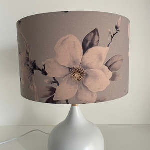 Ready-made Medium Barrel lampshade | Silver Blue Magnolias