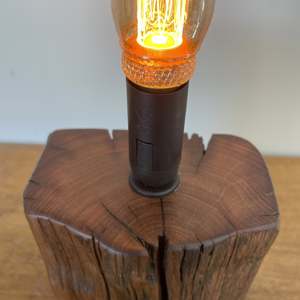 Edison On Wood: Historic Wharf Timber Lamp – Deep Brown | #176