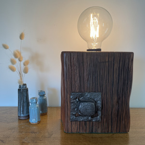 Edison On Wood: Handcrafted Wood Table Lamp with Original Bolt | Wharf #179