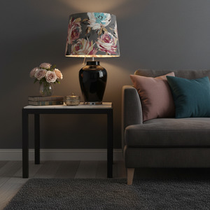 Lampshades 1: Ready-made Large Tapered lampshade | Grey Floral