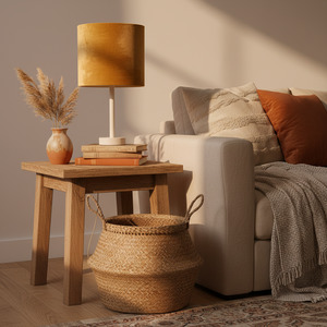 Ready-made Medium Cylinder lampshade | Mustard Velvet