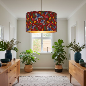 Jade Ell Designs | Fantail Dance on Crimson Red | Lampshades