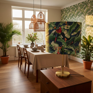 Lampshades 1: Ready-made Medium Tall Drum lampshade | Tropical Birds