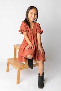 Dresses: Cotton Muslin Ruffle Dress – Terracotta