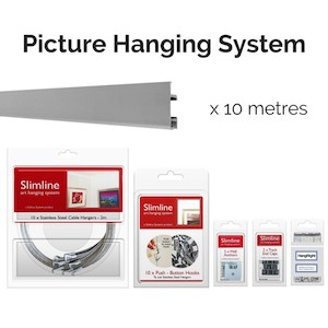 10m Silver Track, 10 SS Droppers, 10 PB Hooks - Picture Hanging System - Shakesp&hellip;