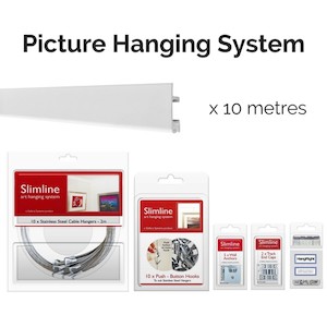 10m White Track, 10 SS Droppers, 10 PB Hooks - Picture Hanging System - Shakespe&hellip;