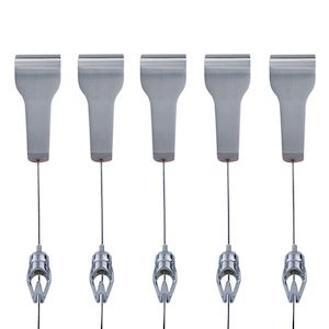 5 x Stainless Steel Picture Rail Hangers & Push Button Hooks - Shakespeare Solutions NZ