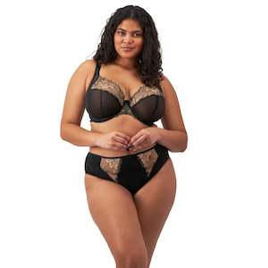 Bras: Elomi Teagan Black/Almond UW Side-Support Plunge bra