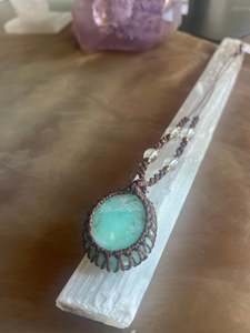 Blue Chrysoprase Macrame Necklace
