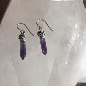 Amethyst: Amethyst Point Earrings Sterling Silver