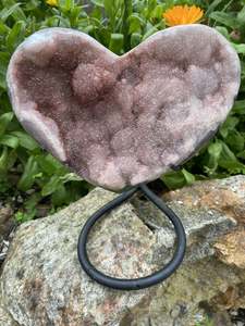 Pink Amethyst Druse Heart