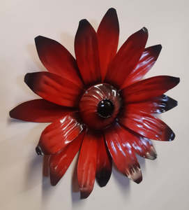 Decorations: Red  Flower Metal Art