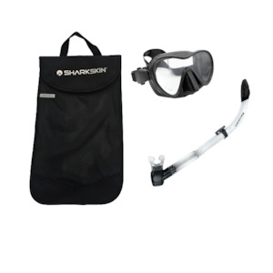 Collections: SHARKSKIN ADULT MASK & COMFORT SNORKEL SET WITH MESH BAG