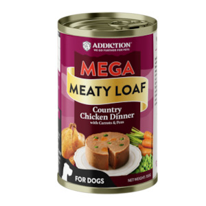 Dog Food Wet Canned: MEGA Country Chicken Dinner with Carrots & Peas Meaty Loaf Wet Dog Food 700g