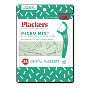 Products: Plackers Micro Mint Dental Flosser 36pk (2X Stronger)