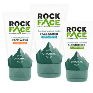 Products: Rockface Skincare Bundle (Facewash + Scrub + Moisturiser)