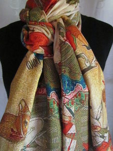 Silk Pashmina Indian Procession Scene - ShawlyNot