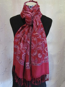 Products: Deep red with paisley design - ShawlyNot