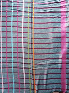 Products: Turquoise pashmina shawl with multi coloured stripes - ShawlyNot