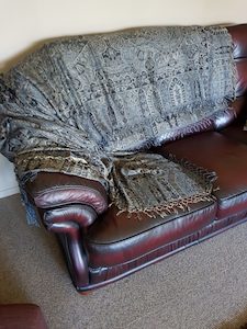 Products: Blue grey sofa throw, luxuriously soft and light, will enhance any room