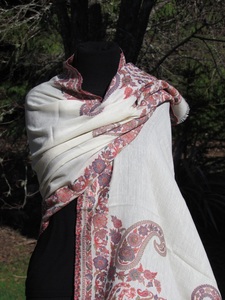 Cream heirloom shawl with border - ShawlyNot