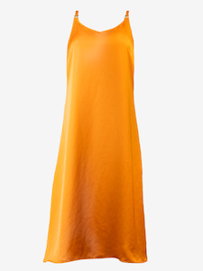 Recycled Polyester Slip Dress - Mustard - Shebby