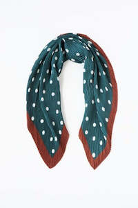 Scarves: Antler NZ Pleated Scarf - Rust and Green Spot