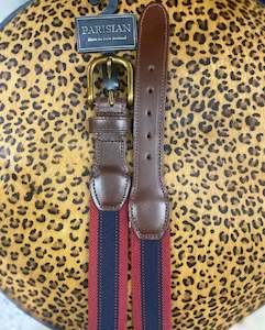 Belts: Parisian Stretch Webbing Leather Tab Belt