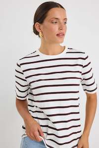 RE.UNION label Binding Chocolate Stripe Boxy Fit tee