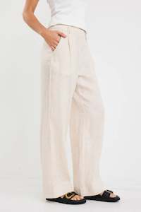 Womans Jersey Hoodie: By Rosa Bestow Pumice Linen Elastic Back Wide Leg Pant