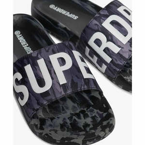 Footwear: Superdry Pool Slide - Camo Dark Grey