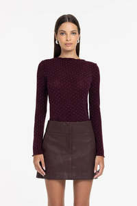Womens Tops 1: Blak  Gigi Top Burgundy With Sliver Diamantes